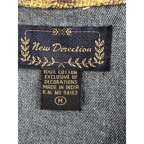 Vintage New Directions Denim Vest Sz M Fall Aztec Western Cowgirl Rodeo READ - Picture 7 of 12